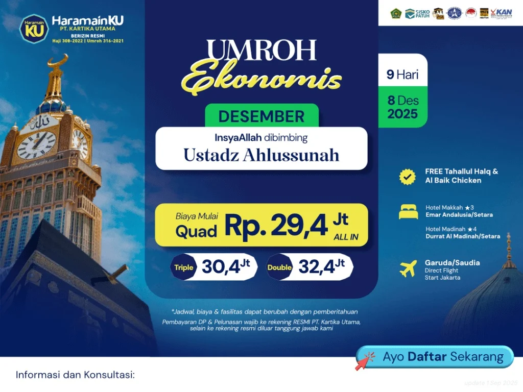 Umroh ekonomis 8 desember 2025