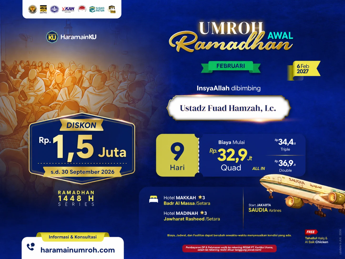 Paket umroh awal ramadhan 2027 promo 9 hari